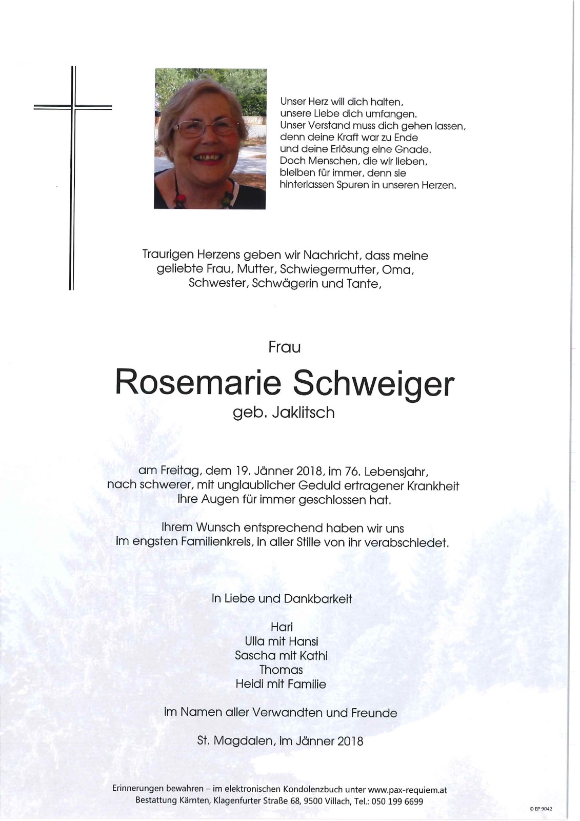 Parte Rosemarie Schweiger geb. Jaklitsch