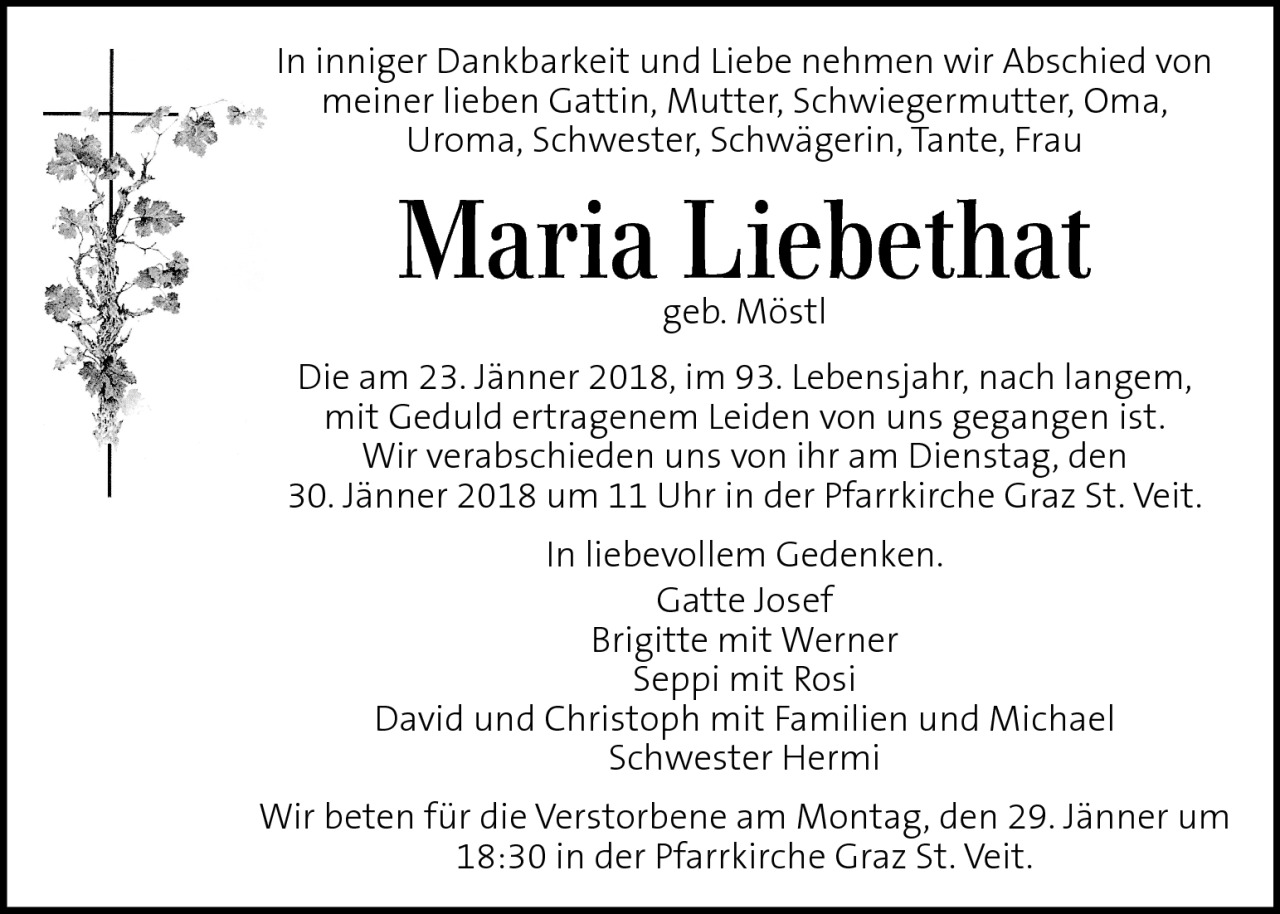 Parte Maria Liebethat geb. Möstl