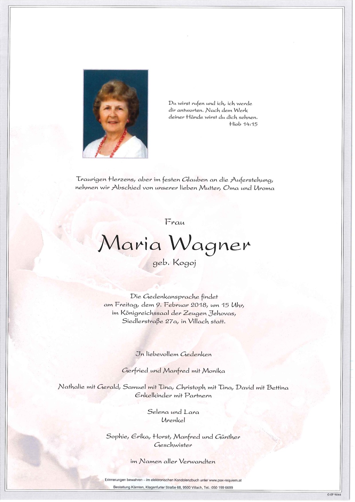 Parte Maria Wagner geb. Kogoj