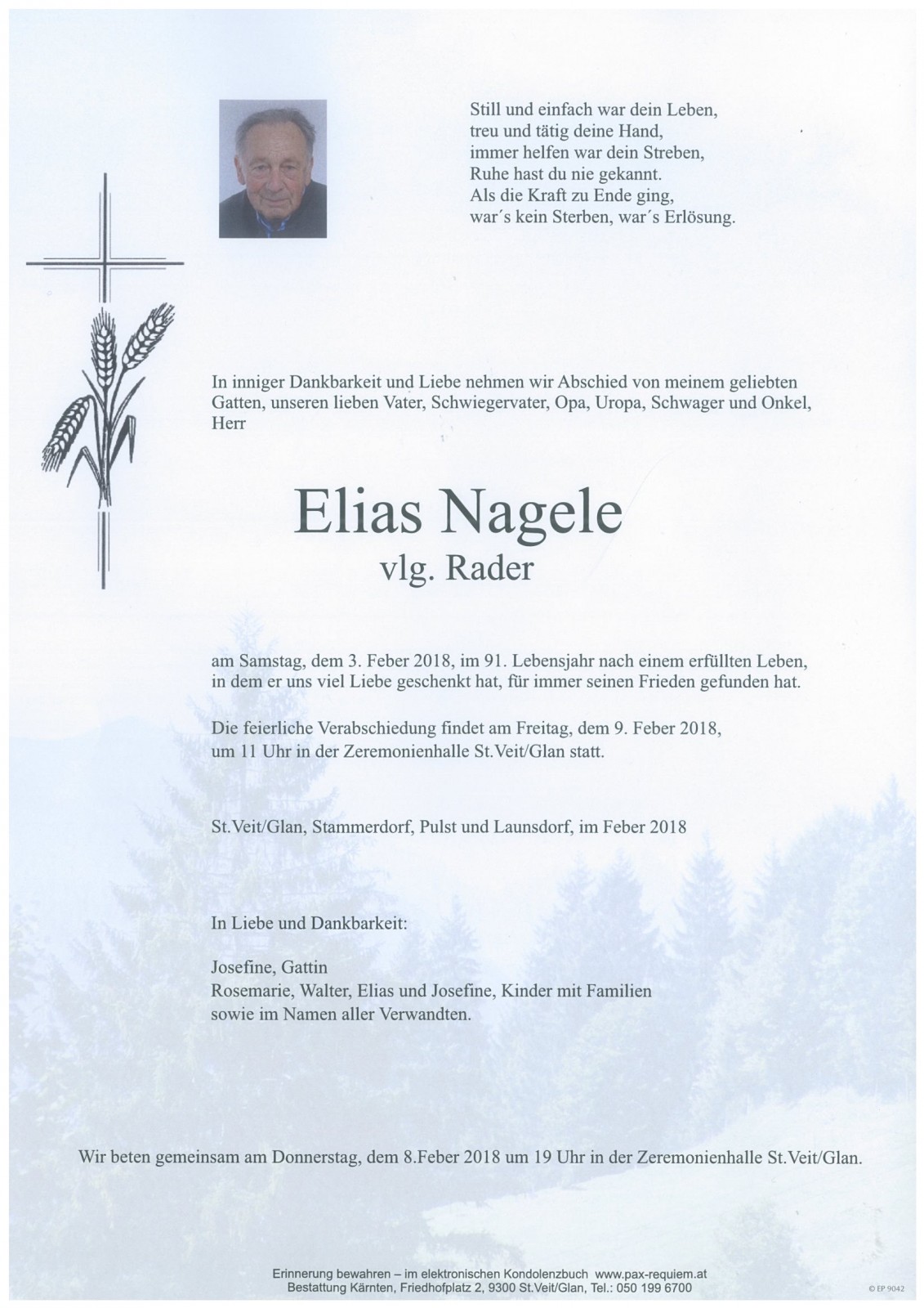 Parte Elias Nagele  vlg. Rader