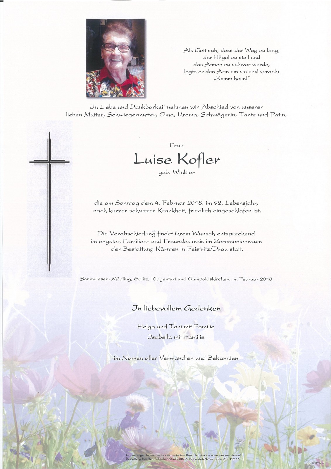 Parte Luise Kofler, geb. Winkler