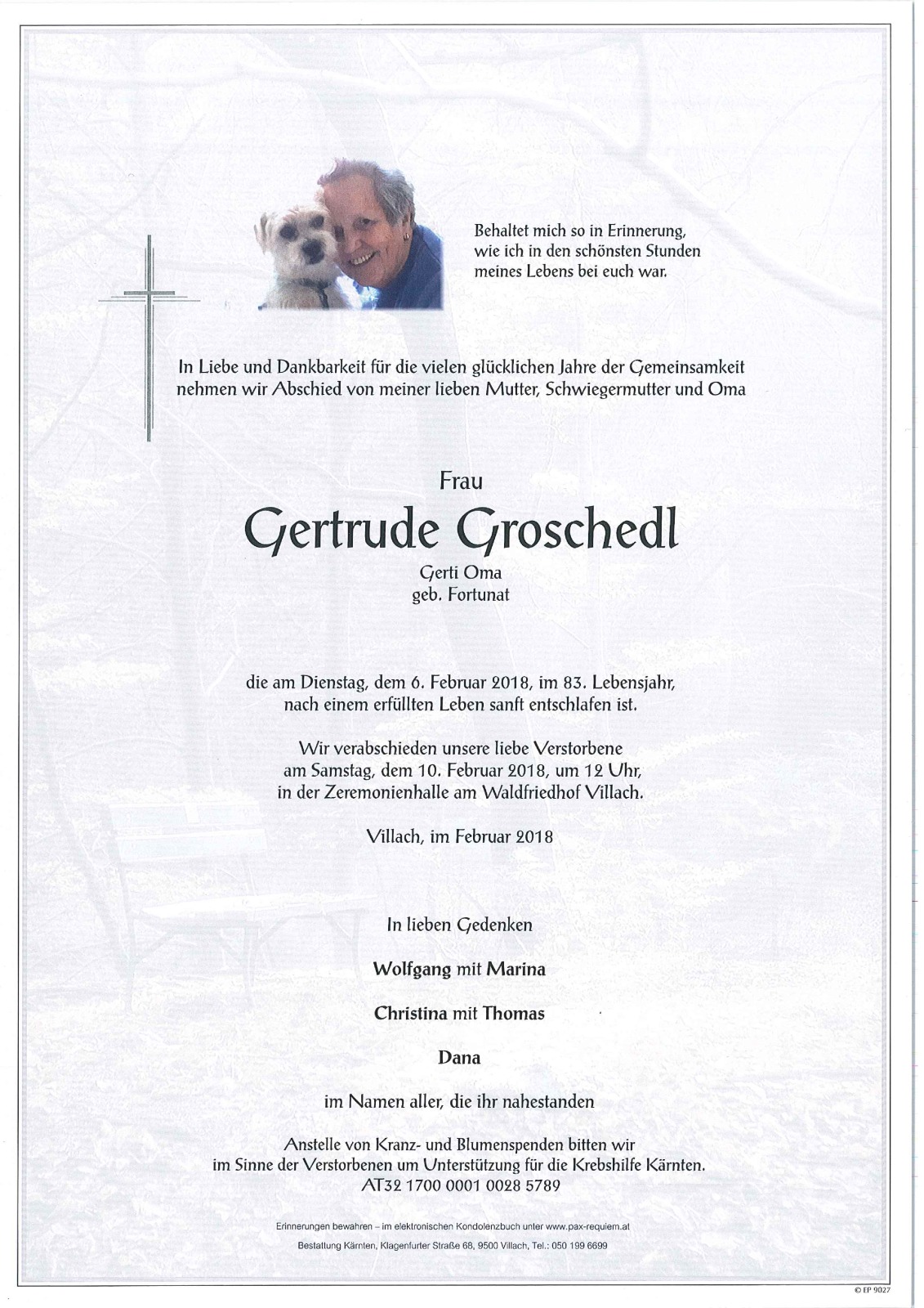 Parte Gertrude Groschedl geb. Fortunat