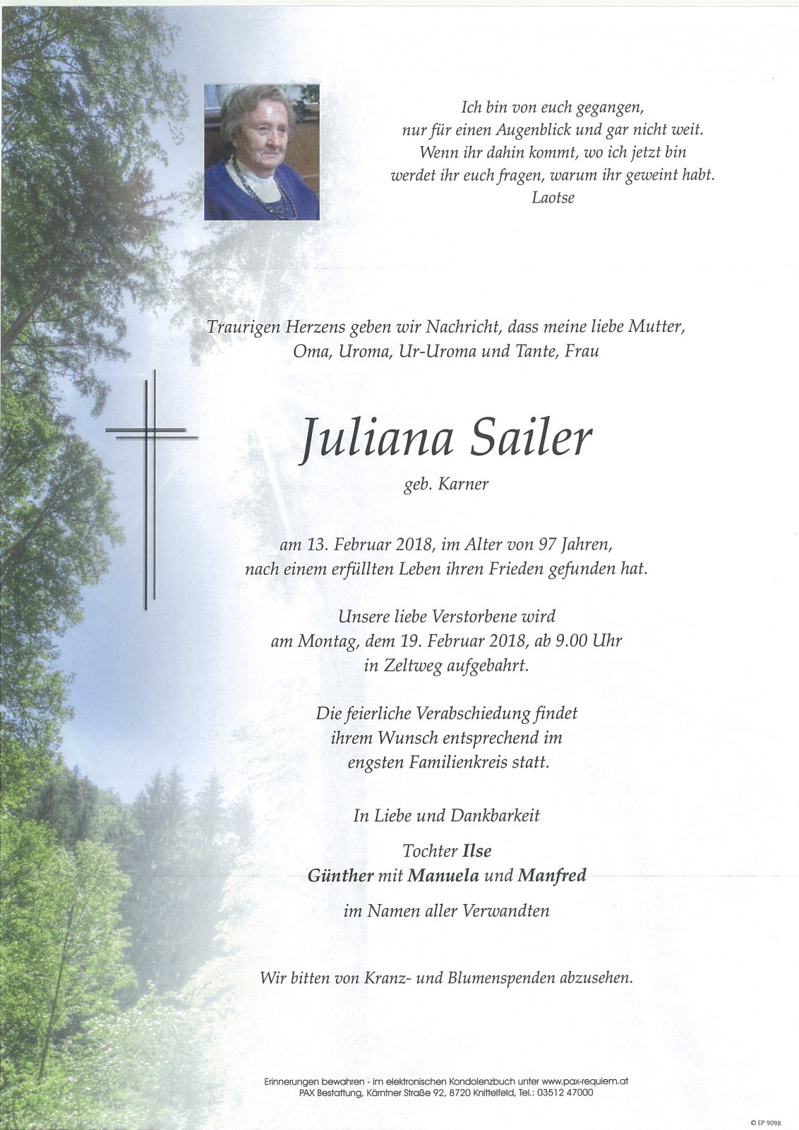 Parte Juliana Sailer geb. Karner
