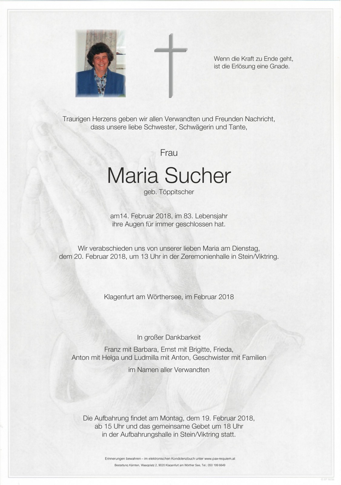 Parte Maria Sucher, geb. Töppitscher