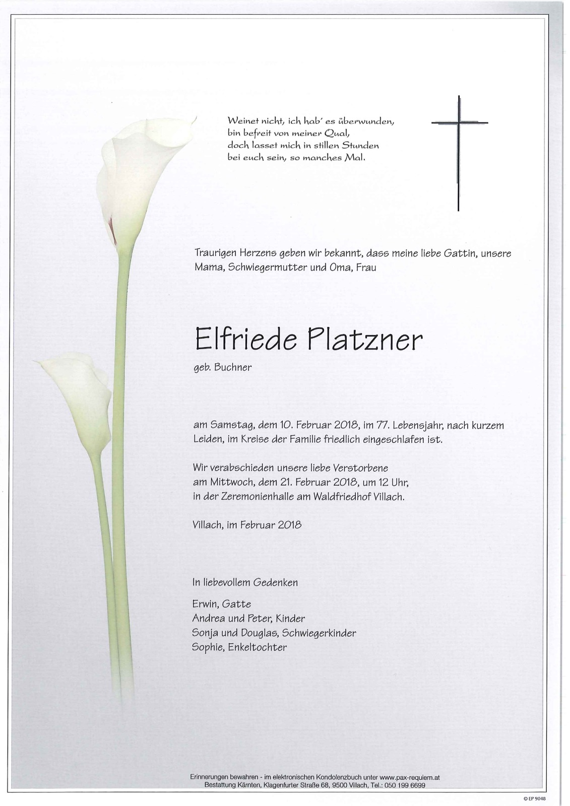 Parte Elfriede Platzner geb. Buchner