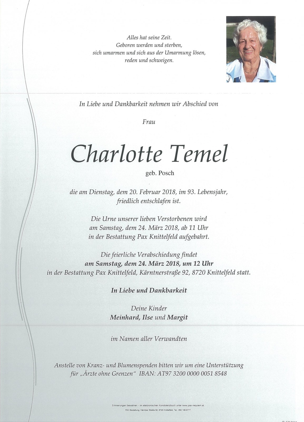 Parte Charlotte Temel geb. Posch
