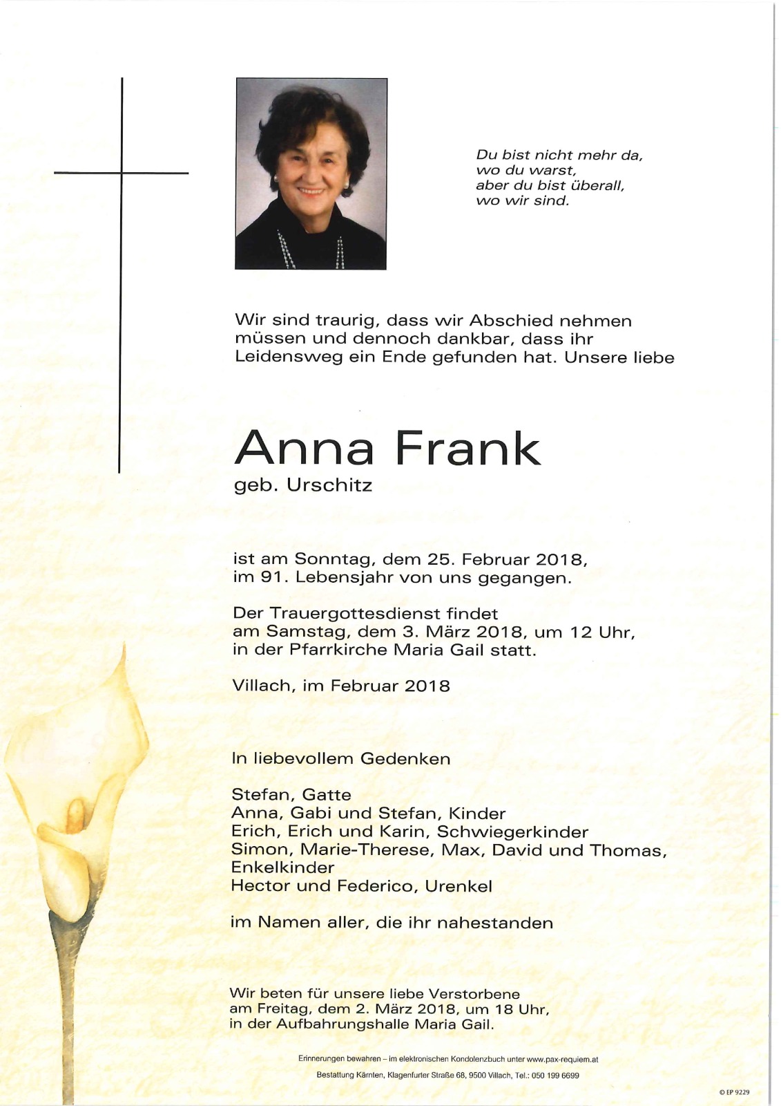 Parte Anna Frank geb. Urschitz