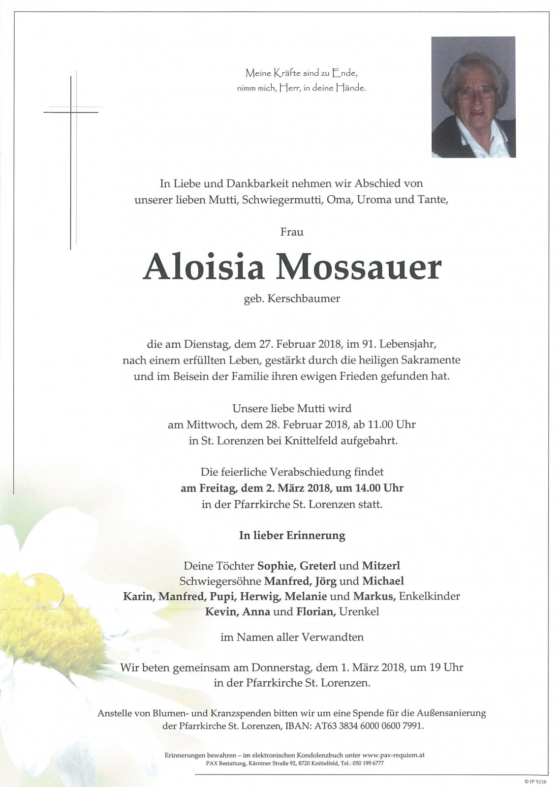Parte Aloisia Mossauer geb. Kerschbaumer