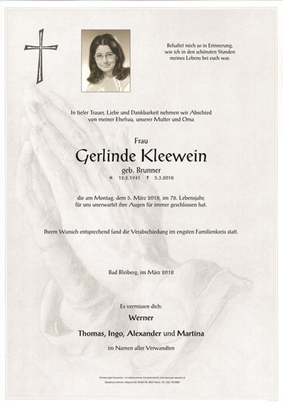 Parte Gerlinde Kleewein, geb. Brunner