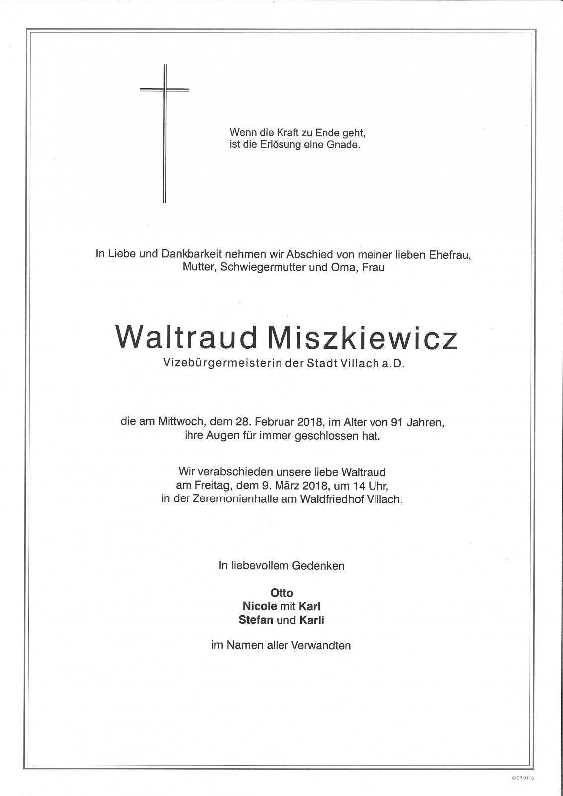 Parte Waltraud Miszkiewicz, geb. Brantner