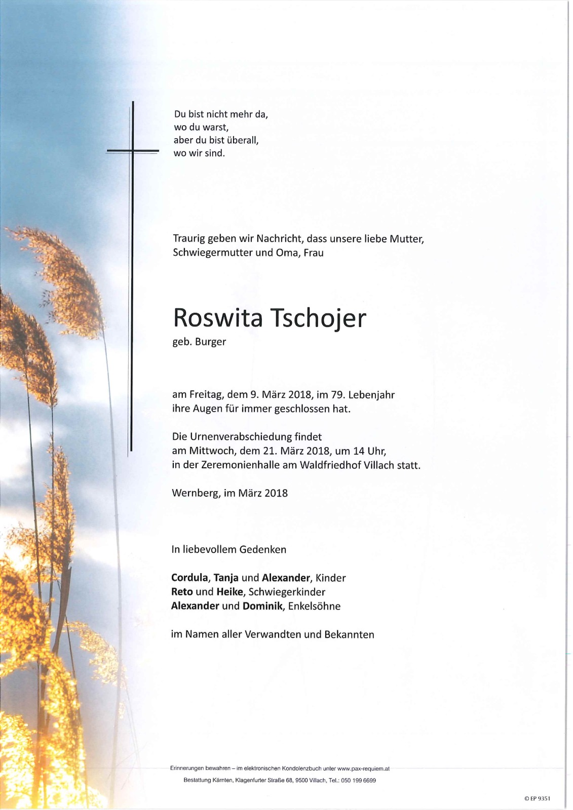 Parte Roswita Tschojer geb. Burger