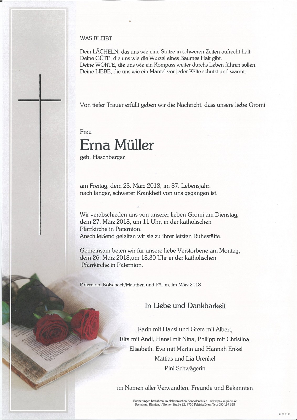 Parte Erna Müller, geb. Flaschberger