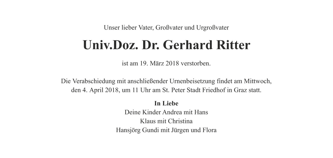 Parte Univ.Doz. Dr. Gerhard Ritter