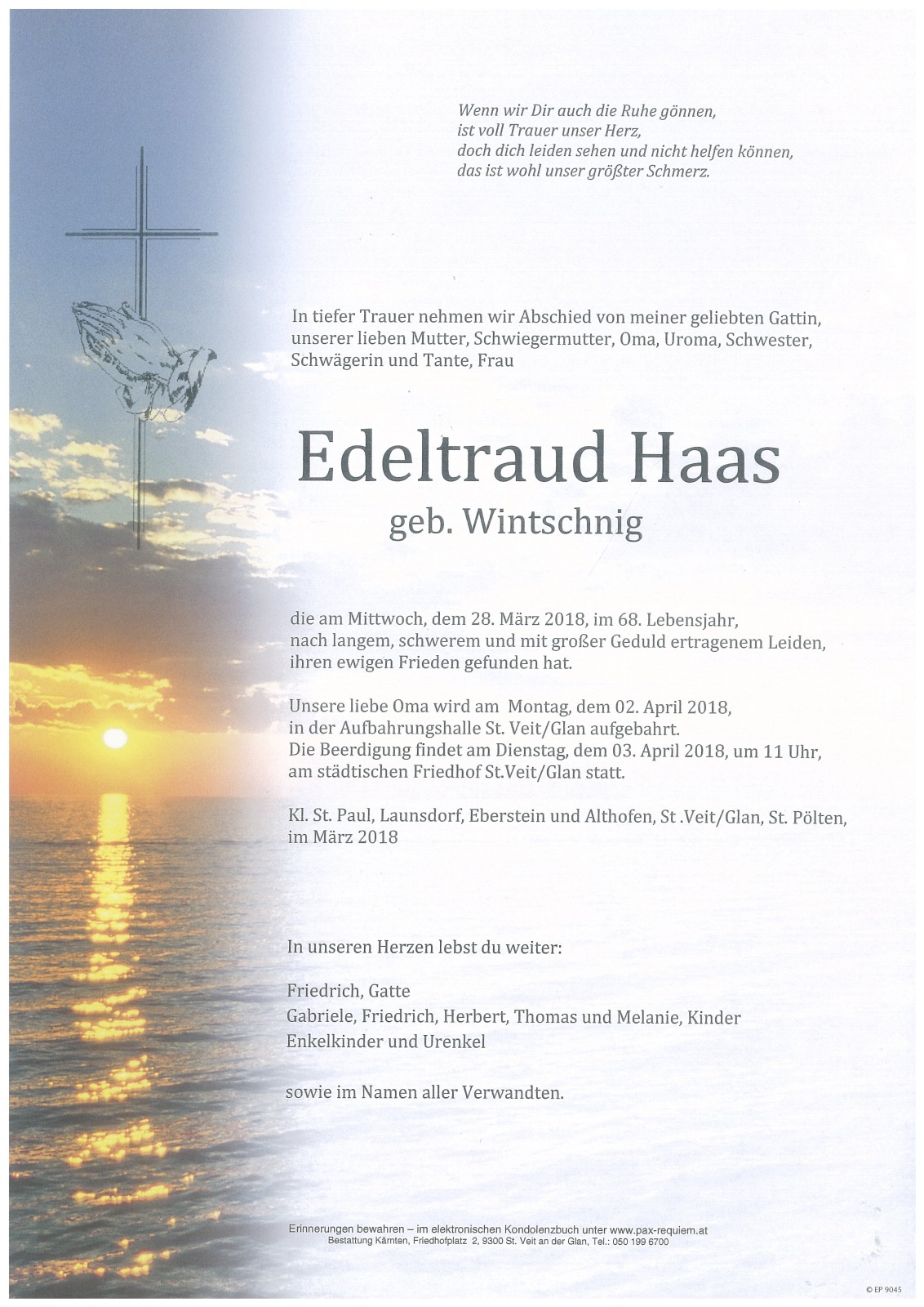 Parte Edeltraud Haas  geb. Wintschnig