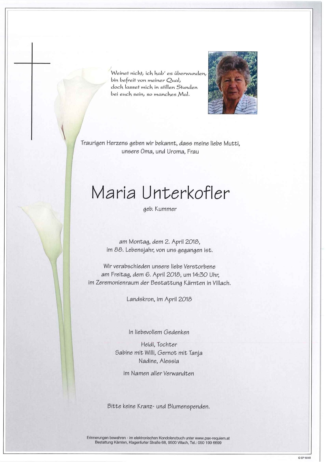 Parte Maria Unterkofler geb. Kummer
