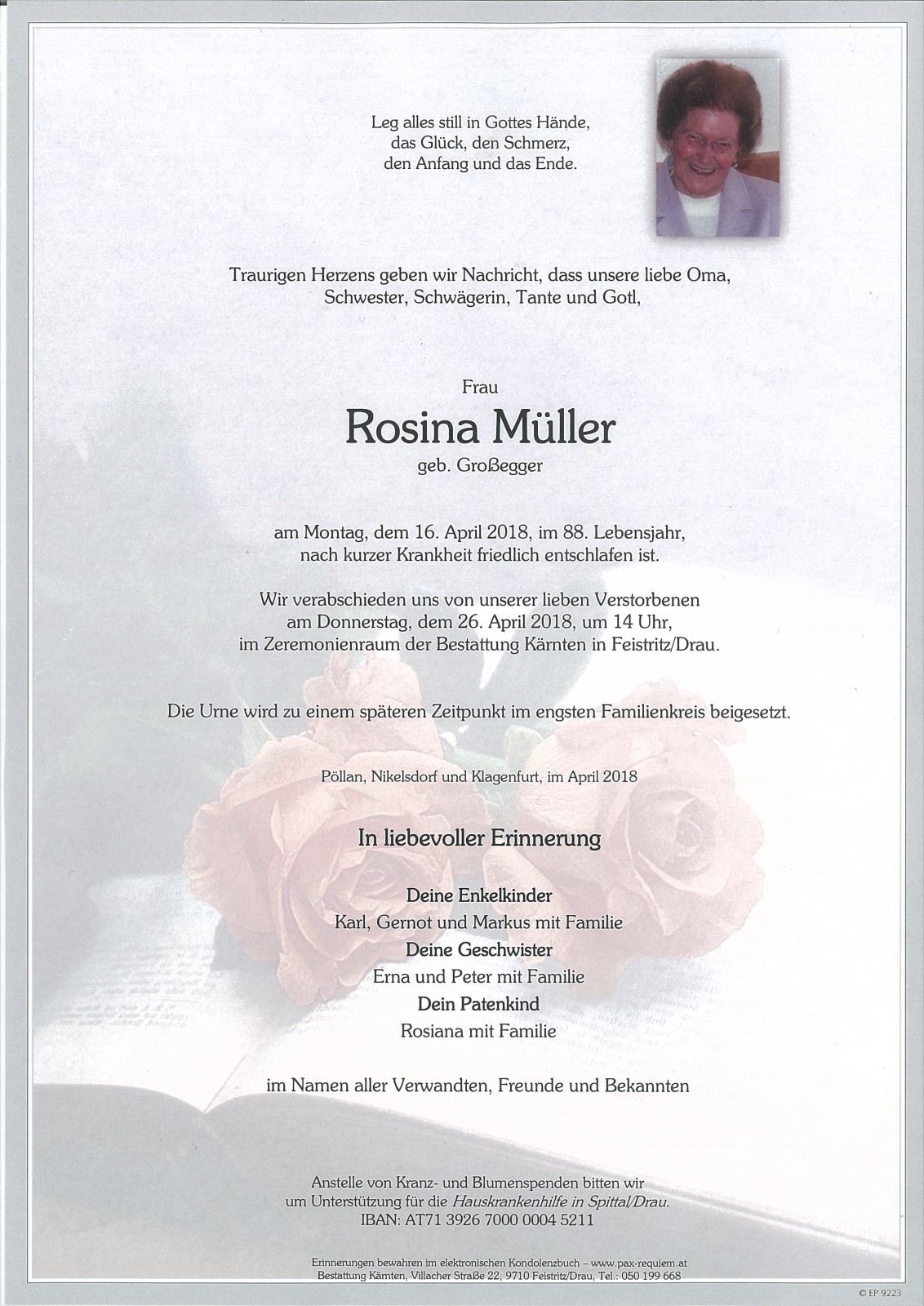 Parte Rosina Müller, geb. Großegger