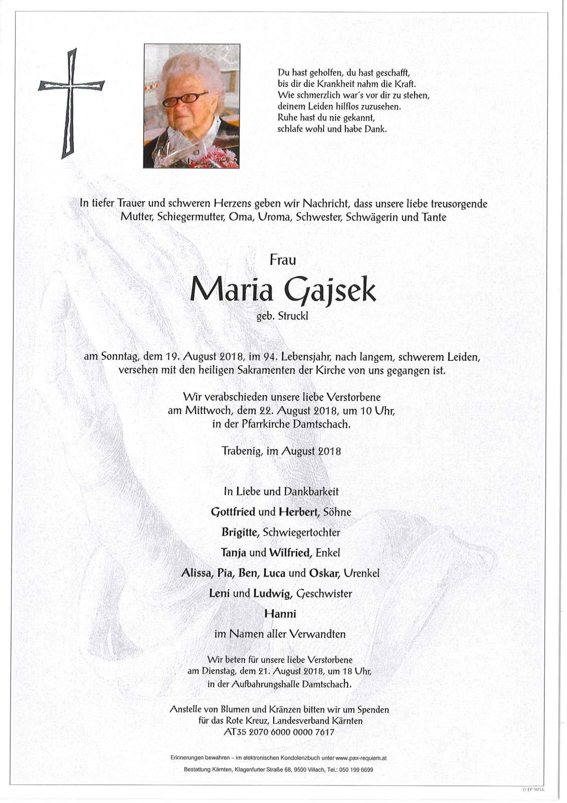 Parte Maria Gajsek geb. Struckl