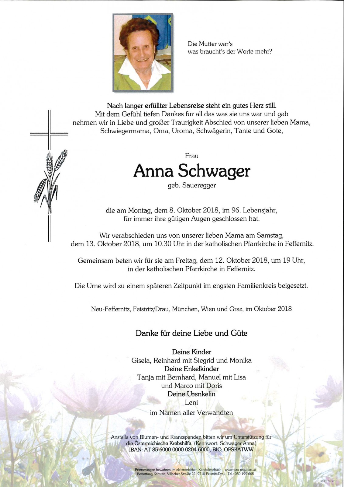 Parte Anna Schwager, geb. Saueregger