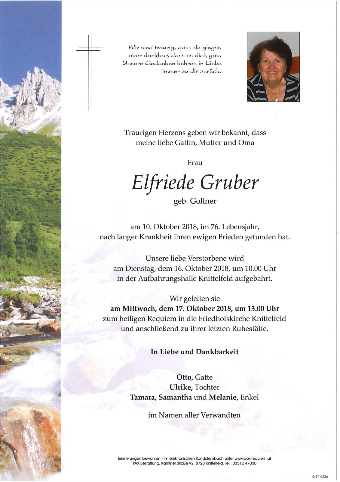 Parte Elfriede Gruber geb. Gollner