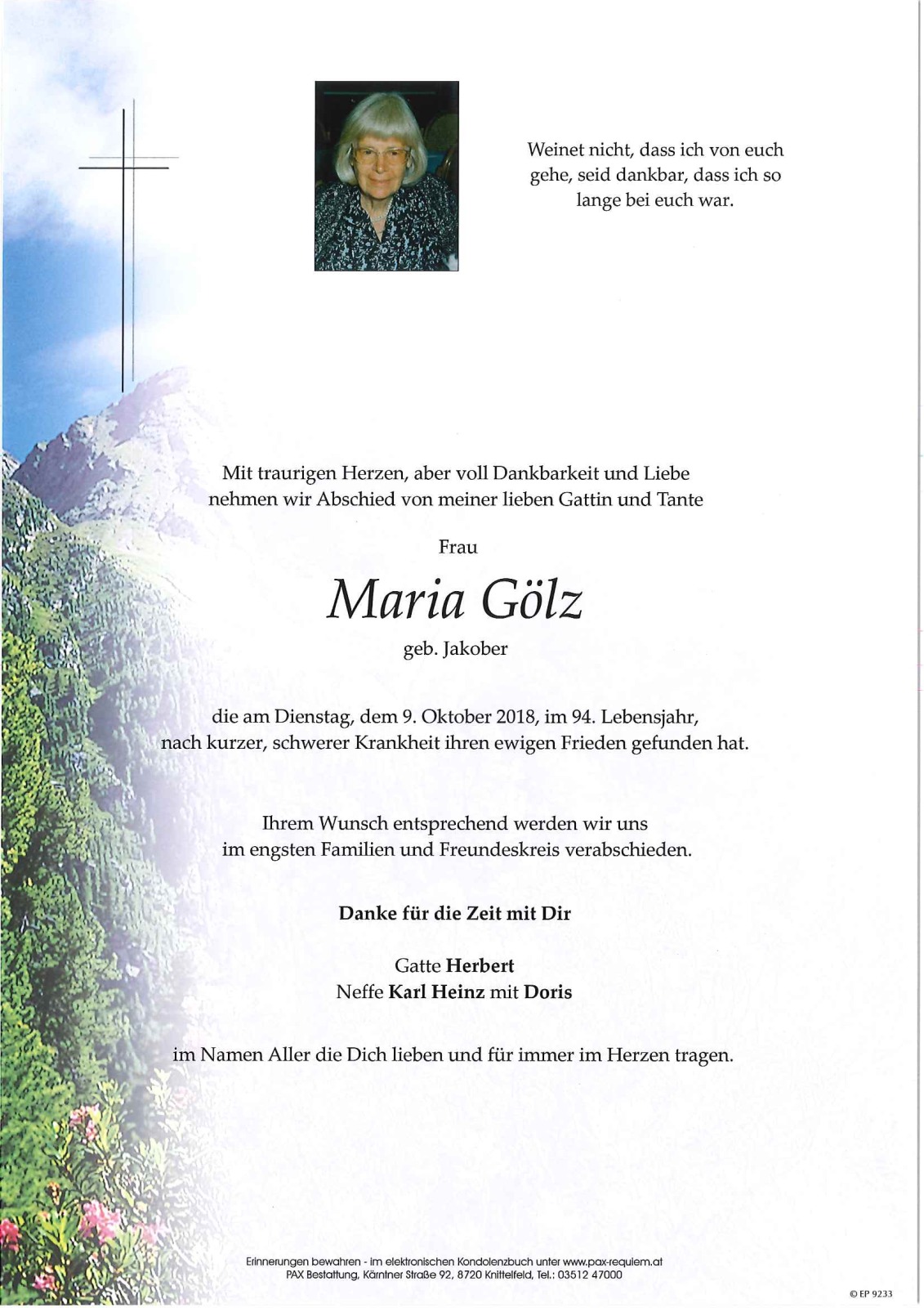 Parte Maria Gölz geb. Jakober