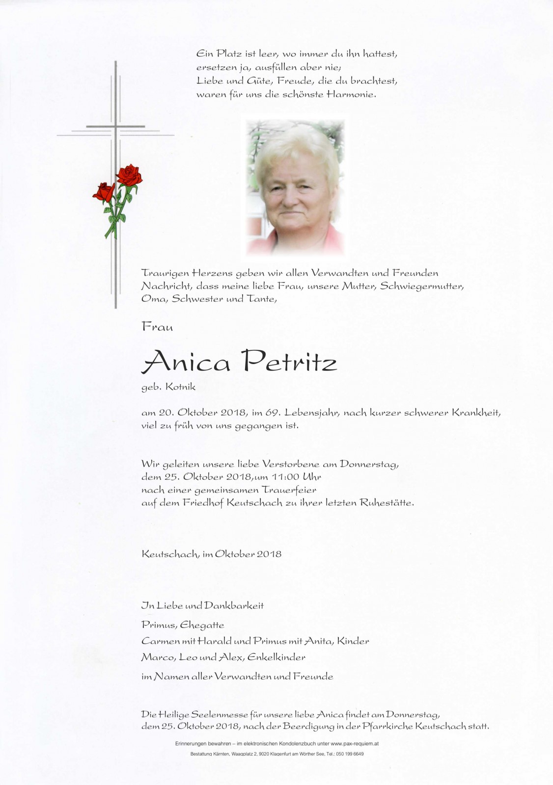 Parte Anna Petritz geb. Kotnik