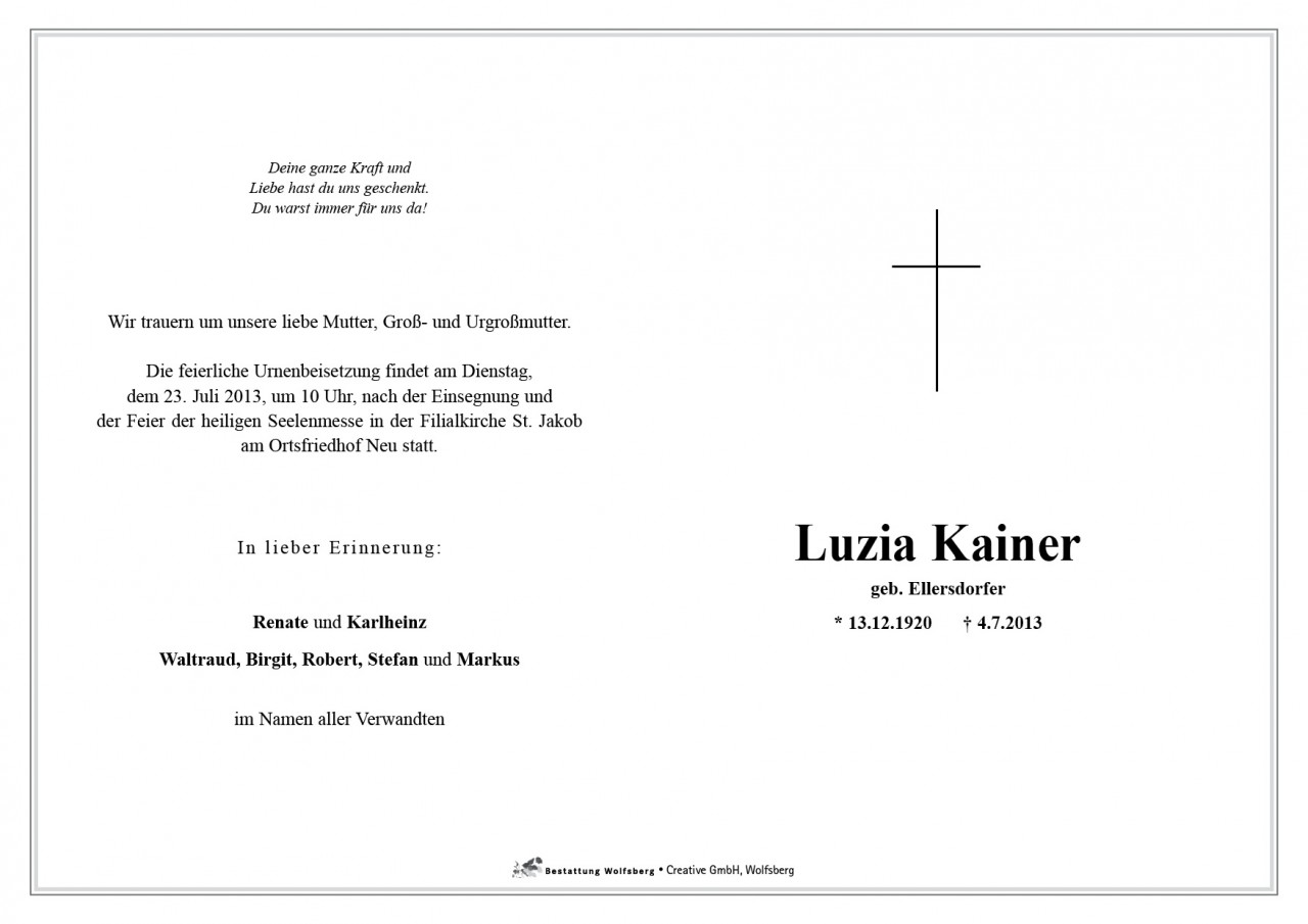 Parte Luzia Kainer (geb. Ellersdorfer)