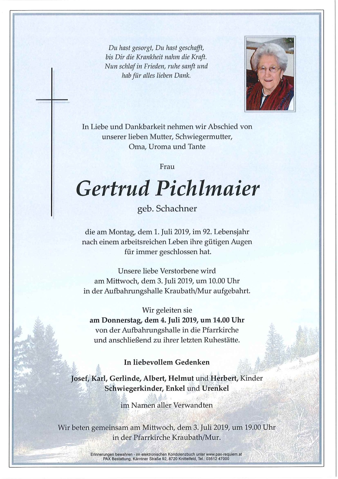 Parte Gertrud Pichlmaier geb. Schachner