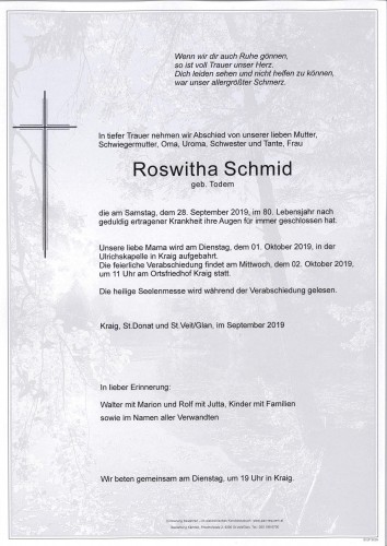 Roswitha Schmid  geb. Todem