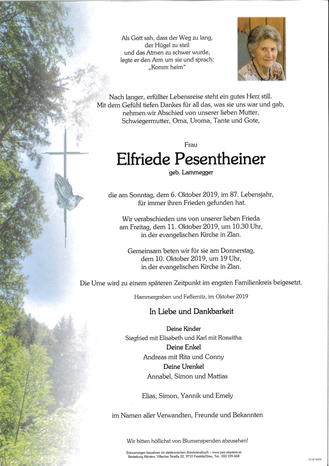 Parte Elfriede Pesentheiner, geb. Lammegger