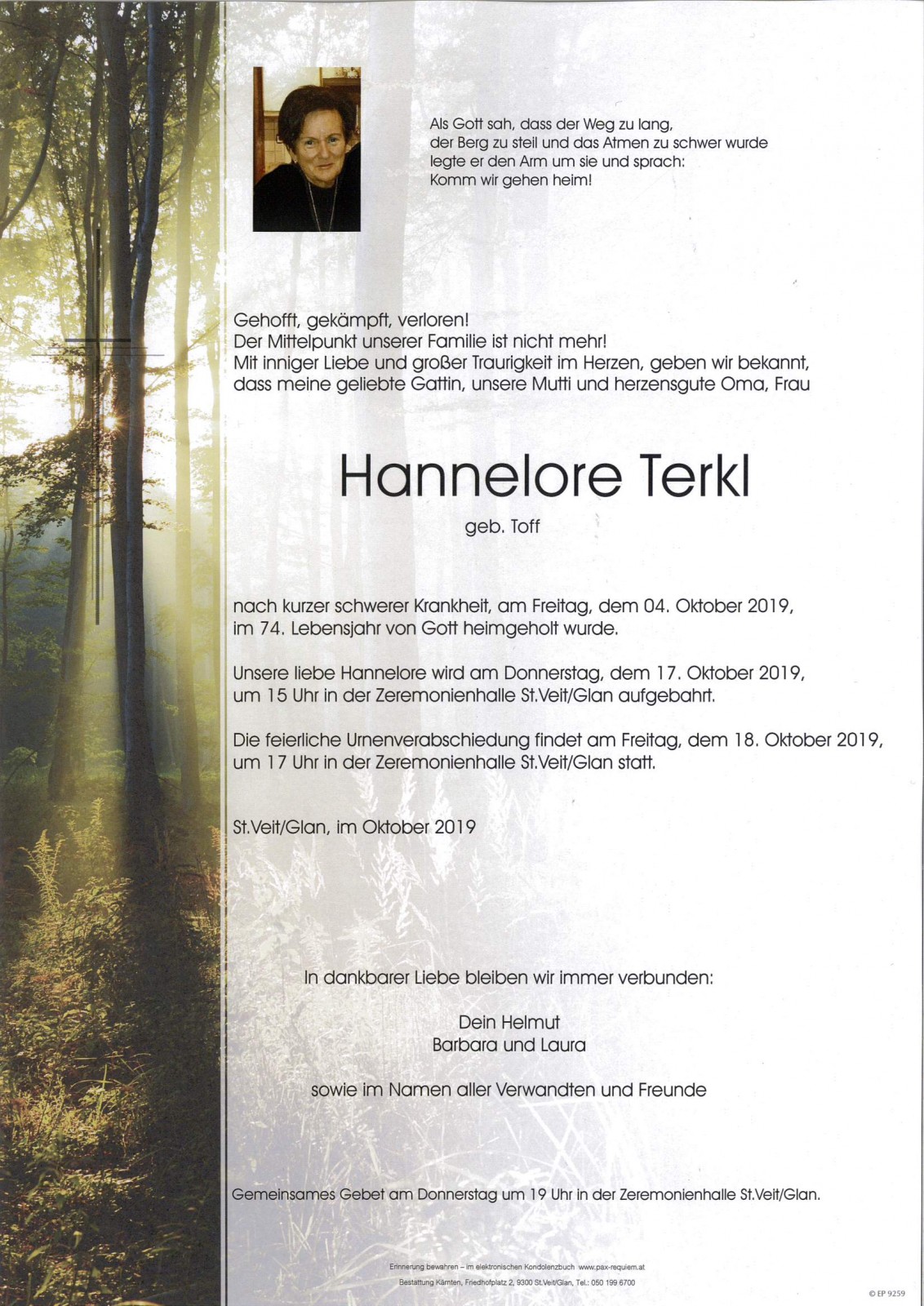 Parte Hannelore Terkl  geb.Toff