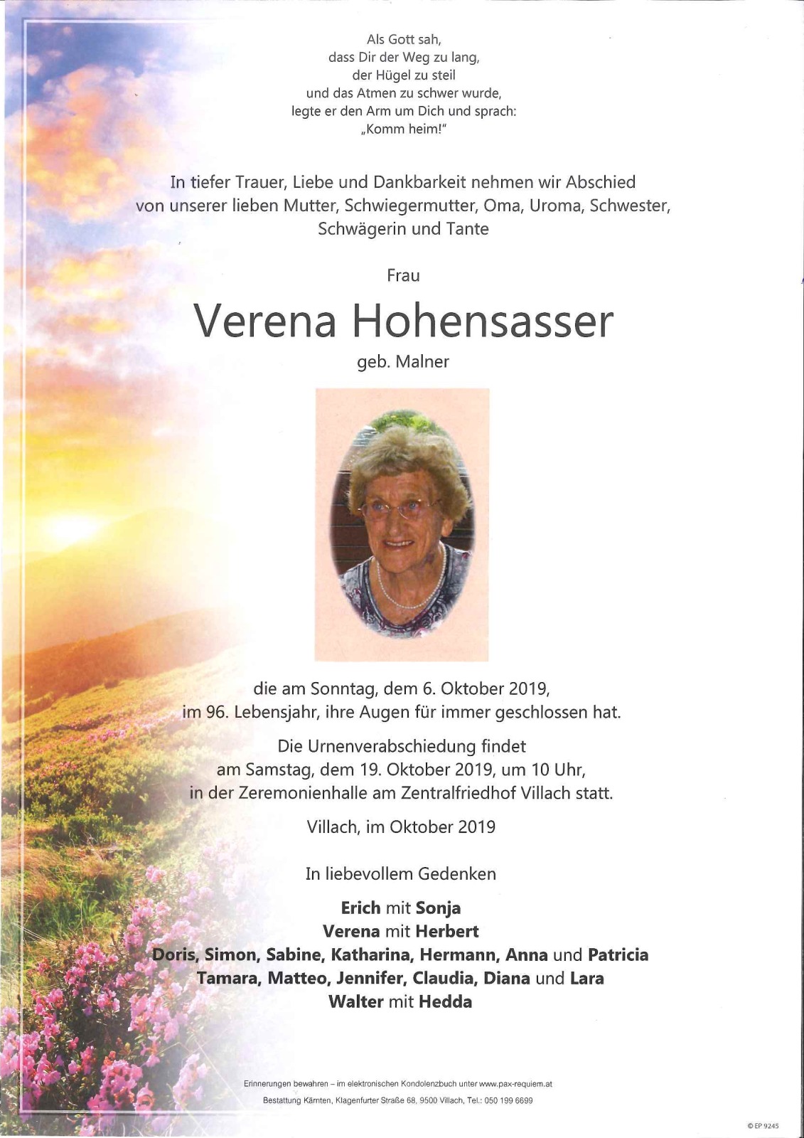 Parte Verena Hohensasser geb. Malner