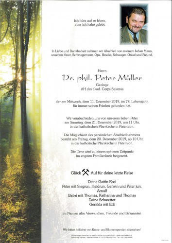 Dr. phil. Peter Müller, Geologe
