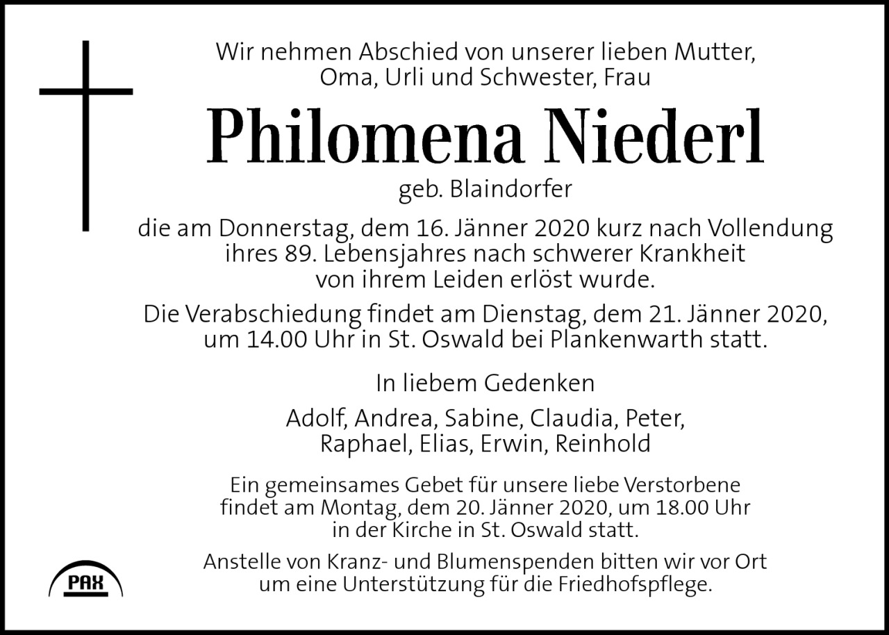 Parte Philomena Niederl