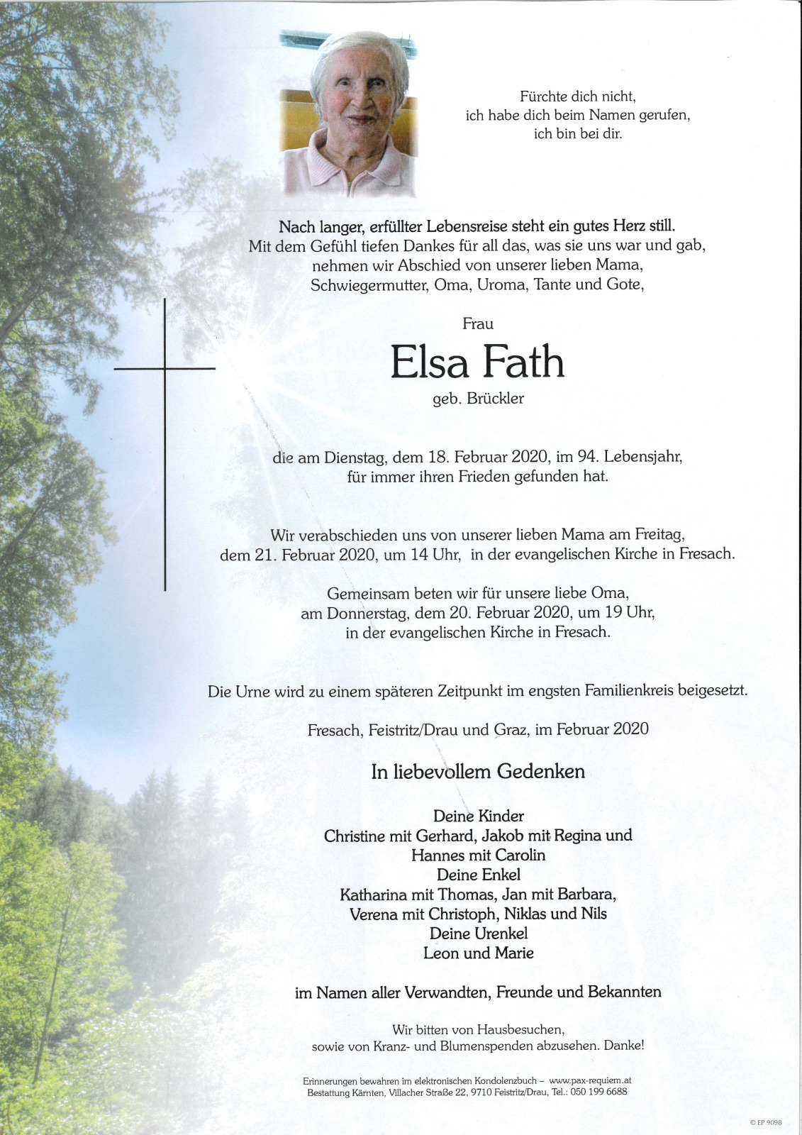 Parte Elsa Fath, geb. Brückler