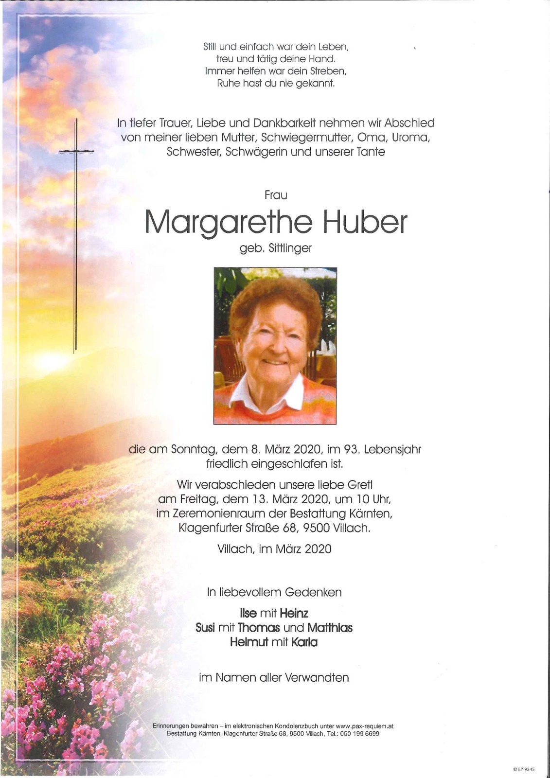 Parte Margarethe Huber geb. Sittlinger