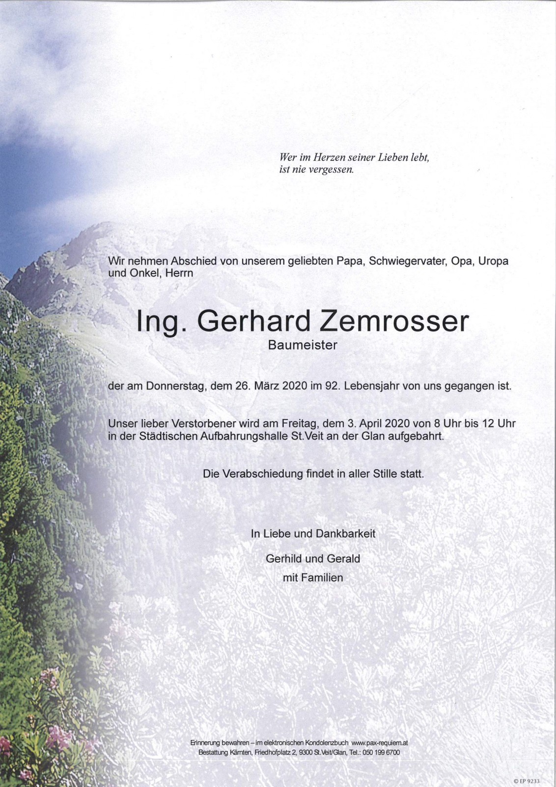 Parte Ing. Gerhard Zemrosser