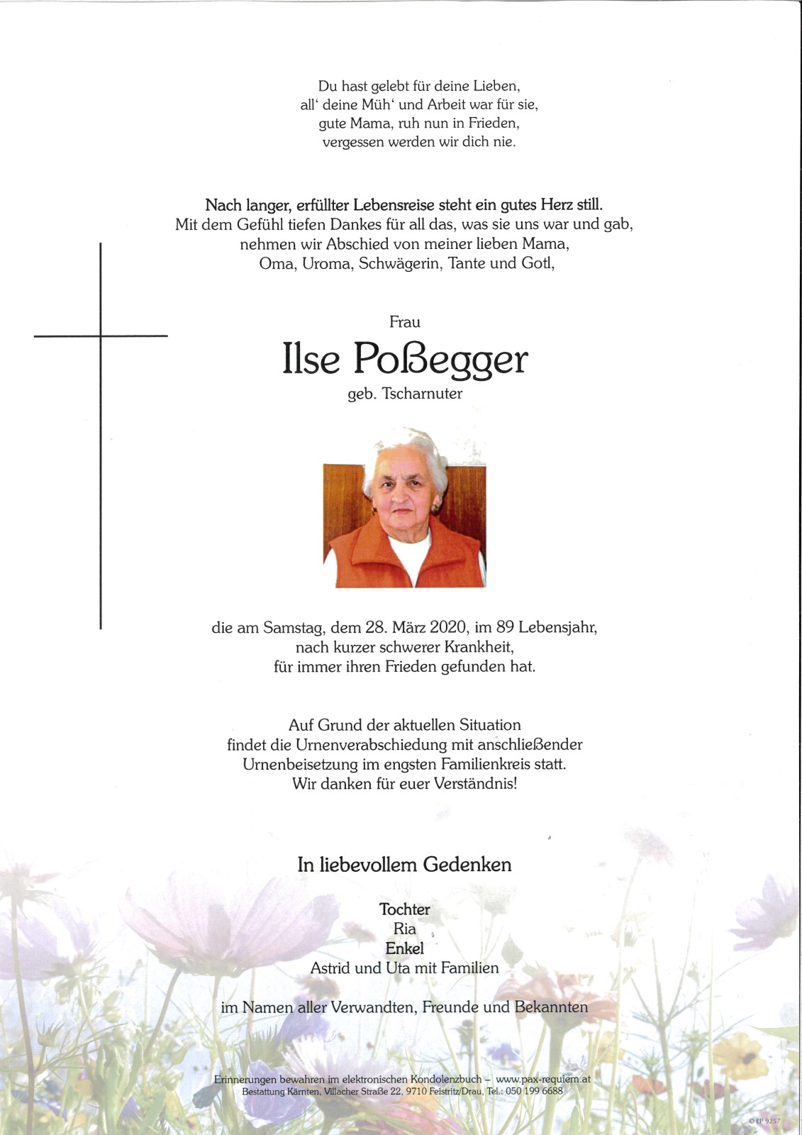 Parte Ilse Poßegger, geb. Tscharnuter