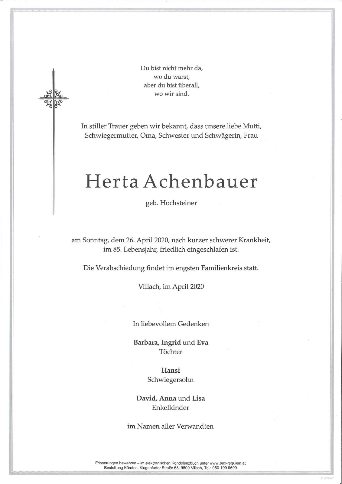 Parte Herta Achenbauer geb. Hochsteiner