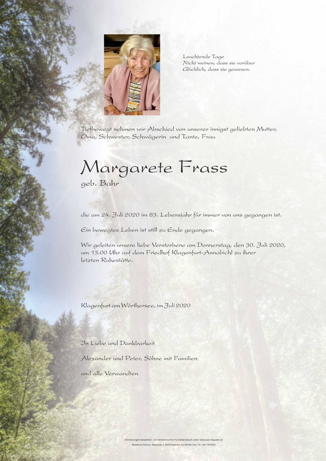 Parte Margarete Frass geb. Bahr