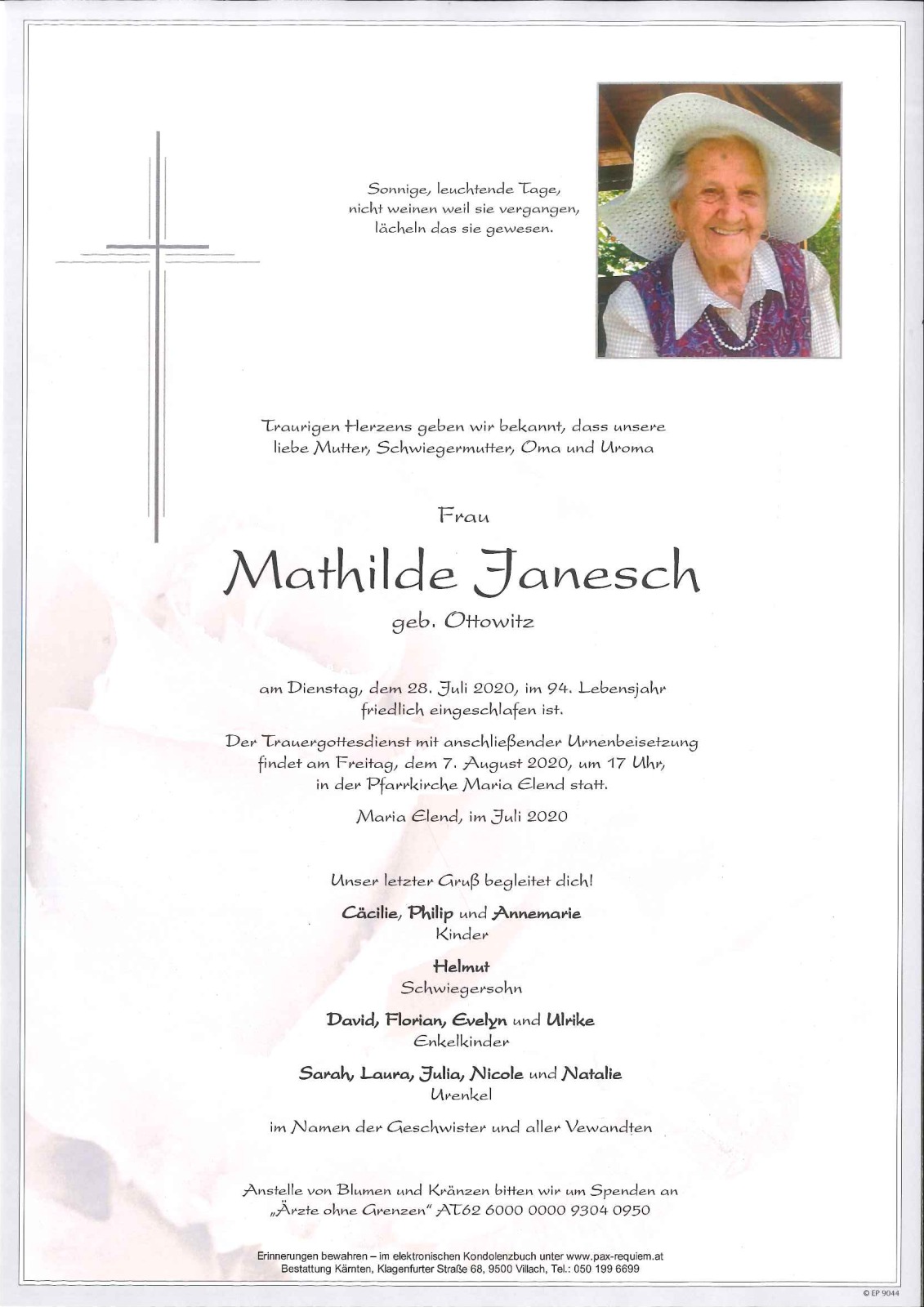 Parte Mathilde Janesch geb. Ottowitz