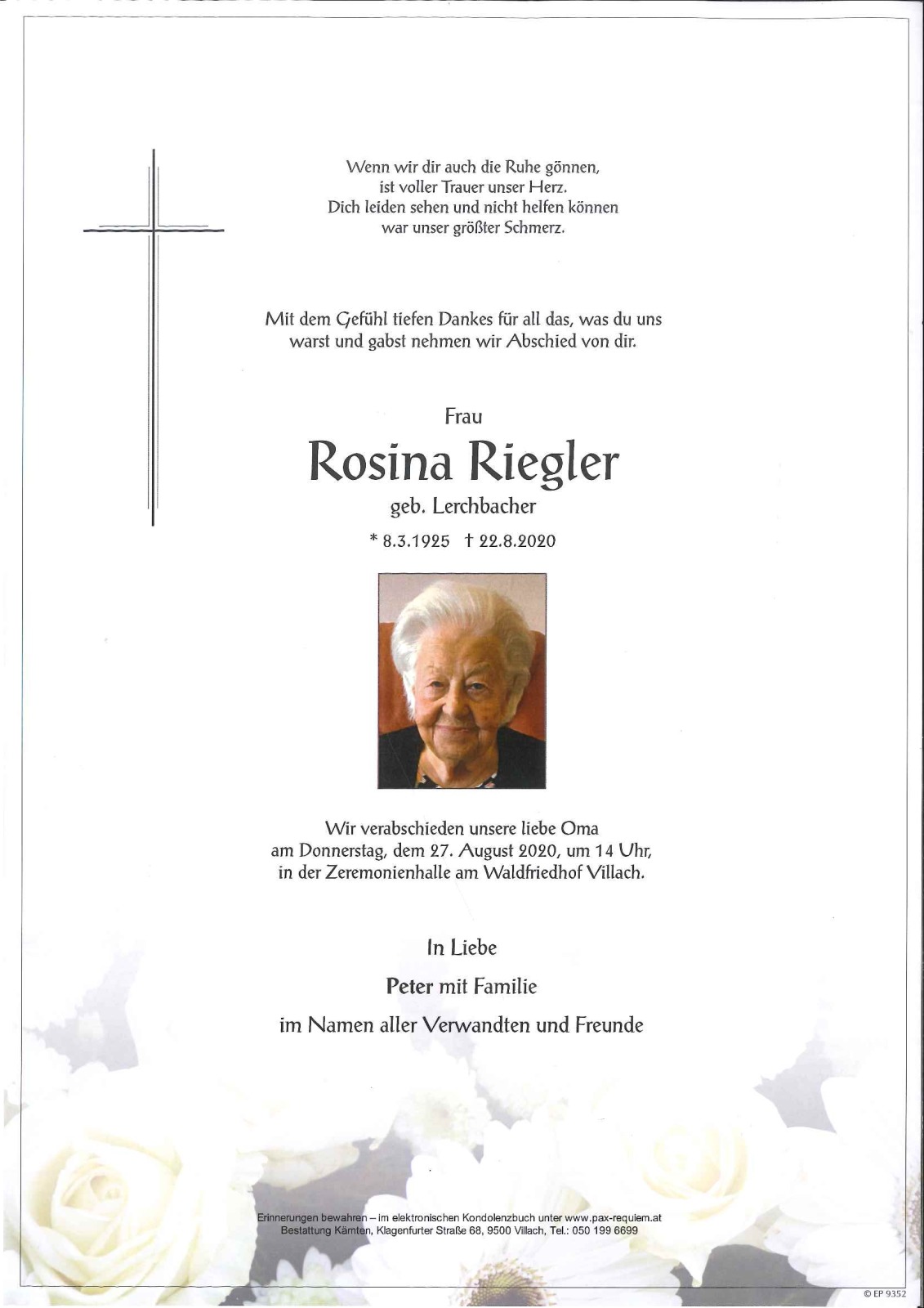 Parte Rosina Riegler geb. Lerchbacher