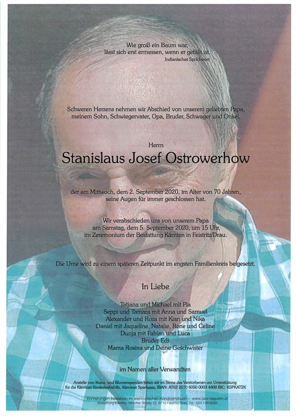 Parte Stanislaus Josef Ostrowerhow