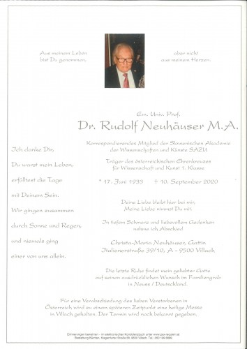 em. Univ. Prof. Dr. Rudolf Neuhäuser