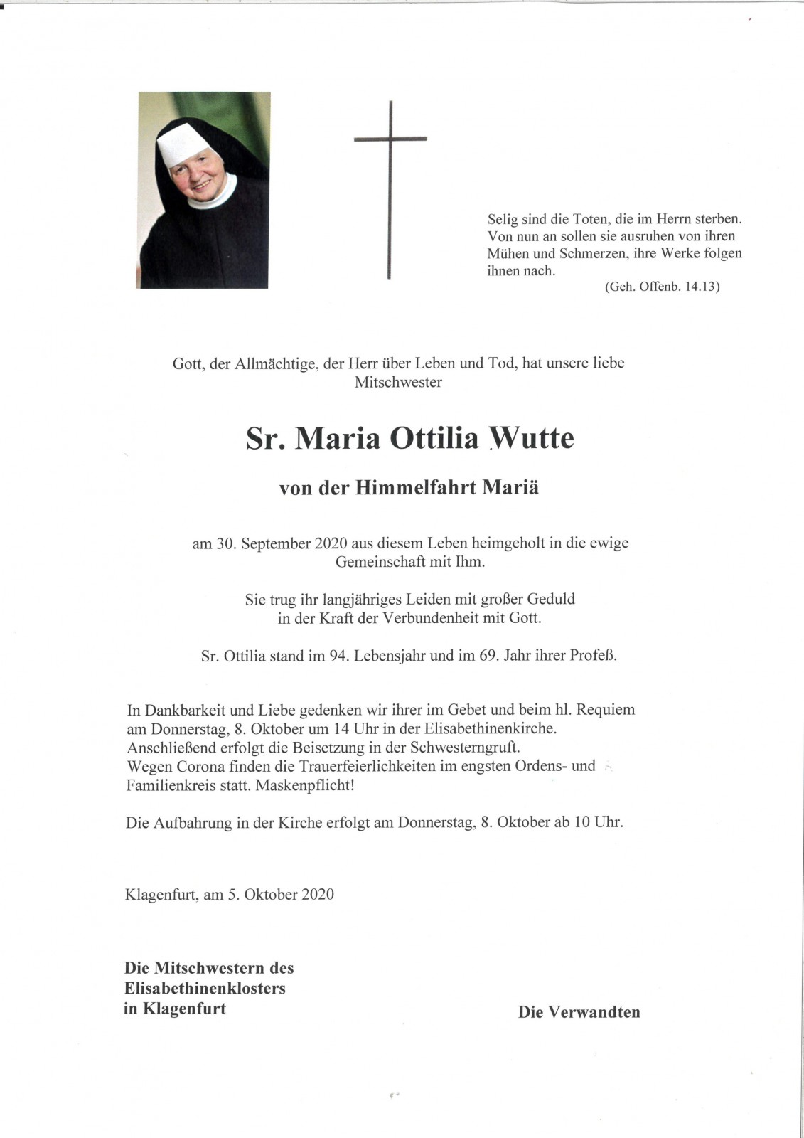Parte Sr. Maria Ottilia Wutte