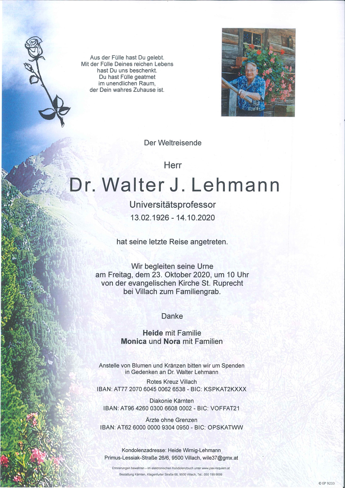 Parte Dr. Walter J. Lehmann