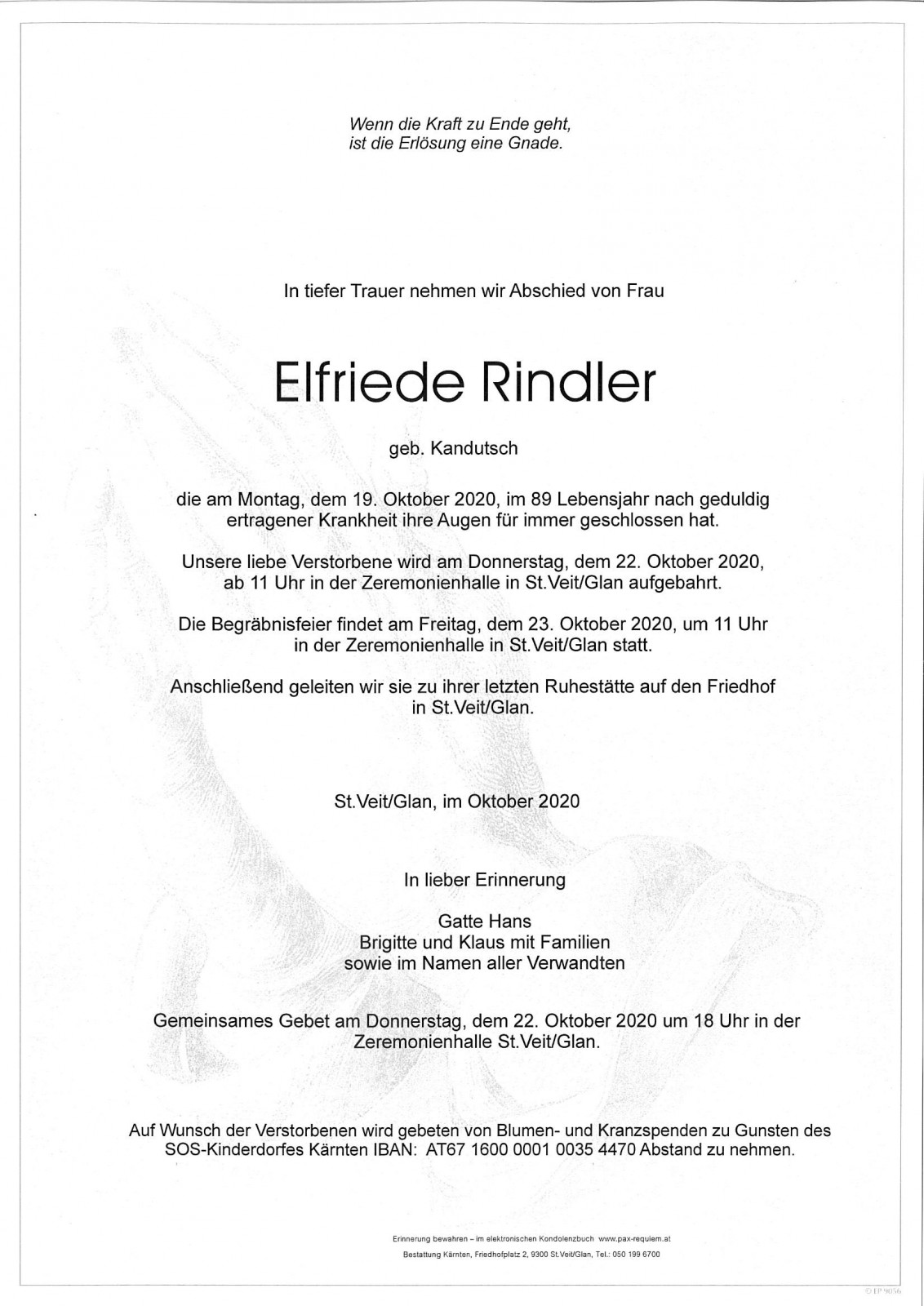 Parte Elfriede Rindler  geb.Kandutsch