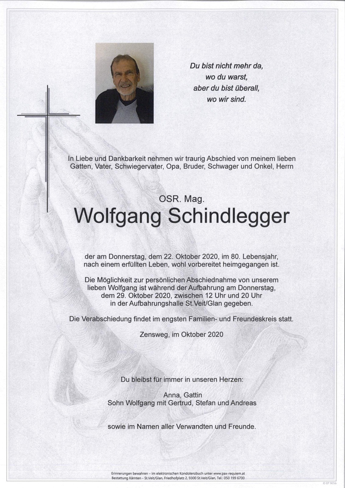 Parte OSR. Mag. Wolfgang Schindlegger
