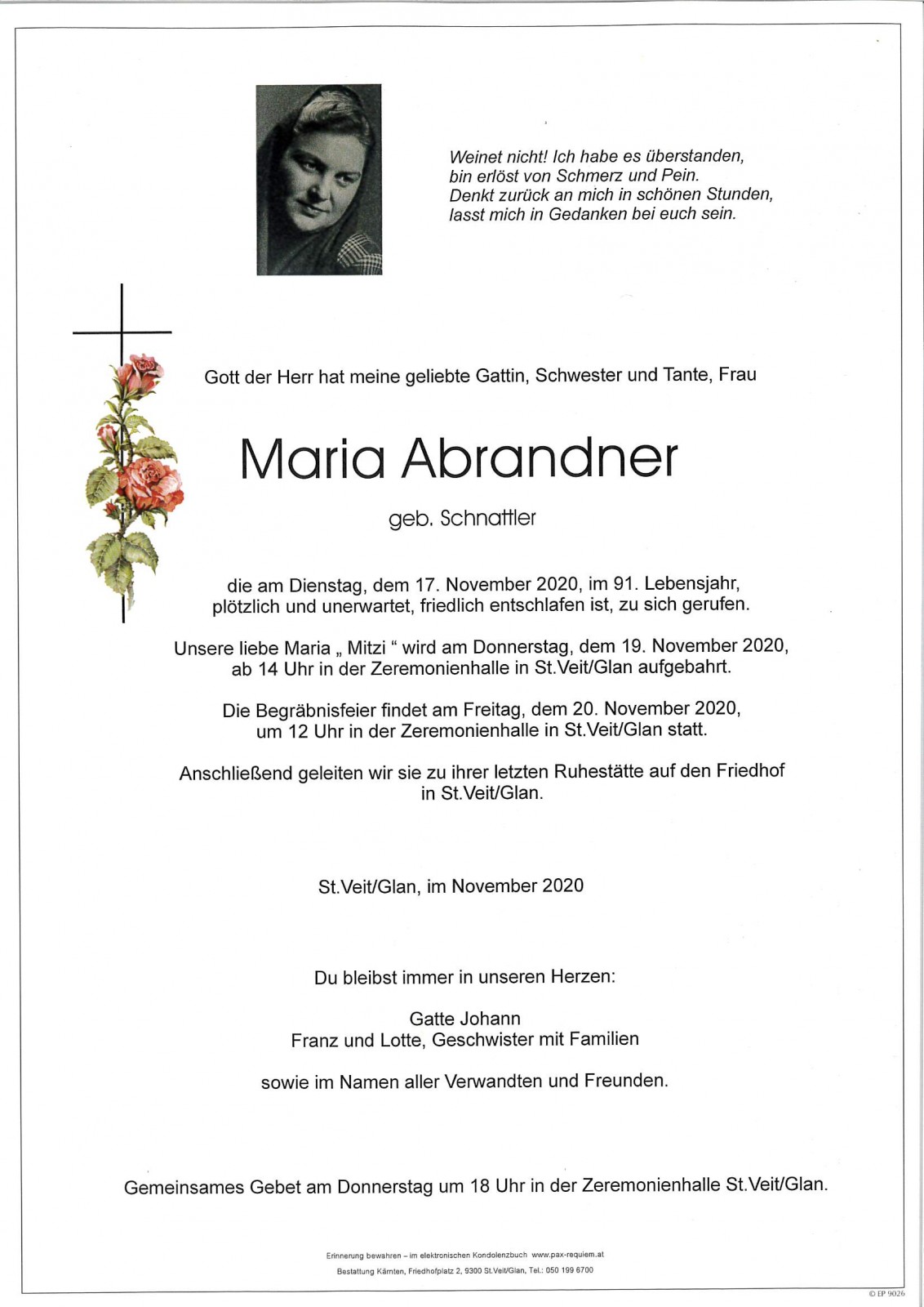Parte Maria Abrendner  geb. Schnattler