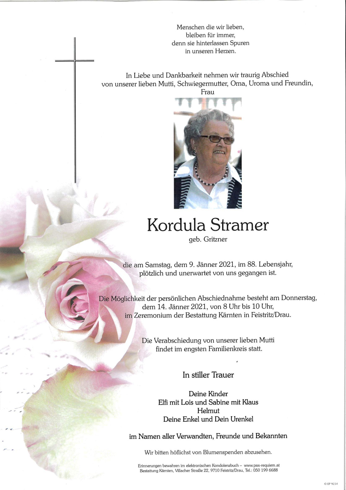 Parte Kordula Stramer, geb. Gritzner