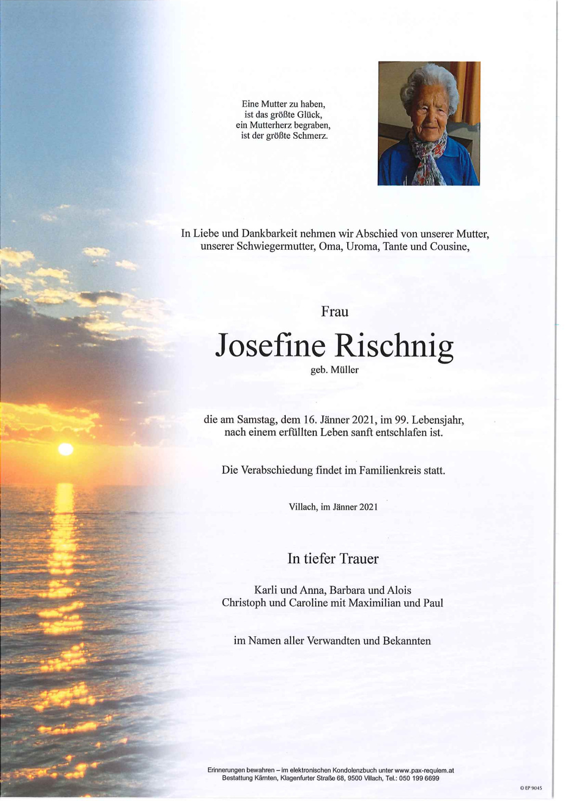 Parte Josefine Rischnig, geb. Müller